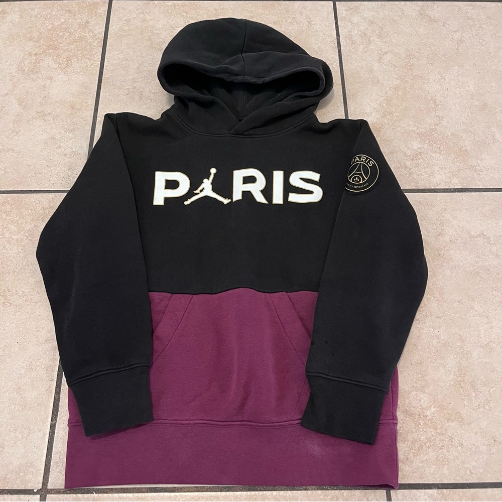 AIR JORDAN‎ PSG PARIS SAINT-GERMAIN FLEECE PULLOVER HOODIE 'BORDEAUX' SZ M YOUTH